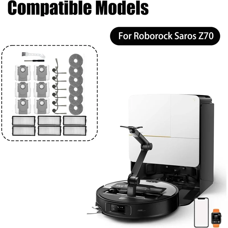 -ESTR 26 шт. для Roborock Saros Z70/G30, детали для космического пылесоса, боковая щетка, фильтр, накладка для швабры, мешок для пыли, аксессуары для подметальной машины