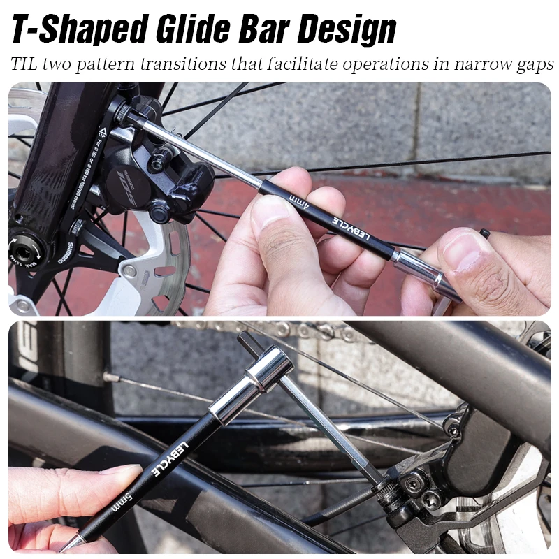 LEBYCEL MTB Road Bicycle T-Shaped Slider Hexagon Wrench 2.5 3 4 5 6 8 10mm T25 Bike Install And Remove Repair Tools