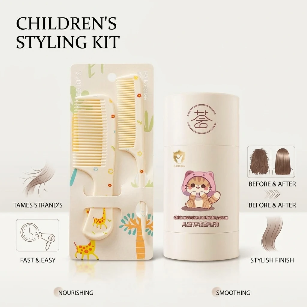 Jizhihui Kids Hair Styling Clipper Cream Small Portable Anti-frizz Hair Grooming Tool Convenient Hair Sorting Comb