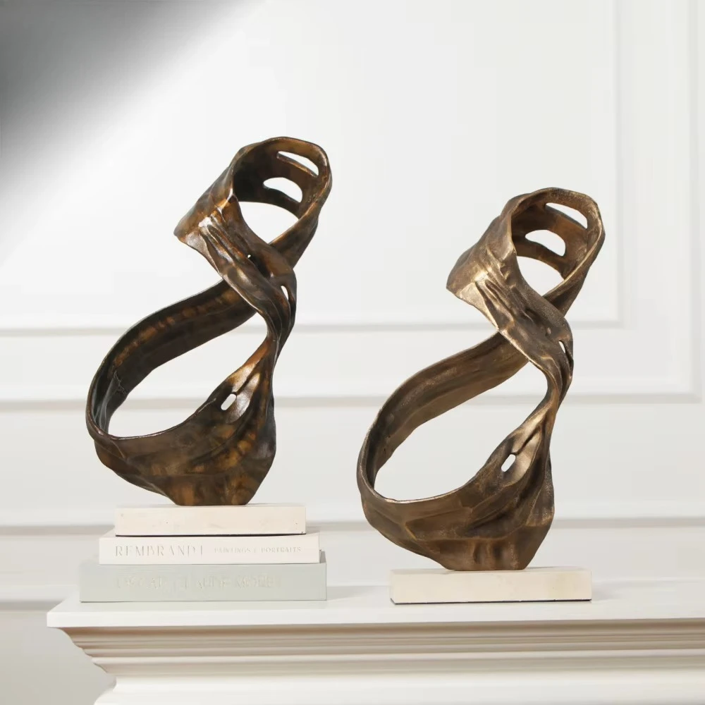 Interior Home Decorative Gold Bronze Flowing Balance Sculpture For Interior Design