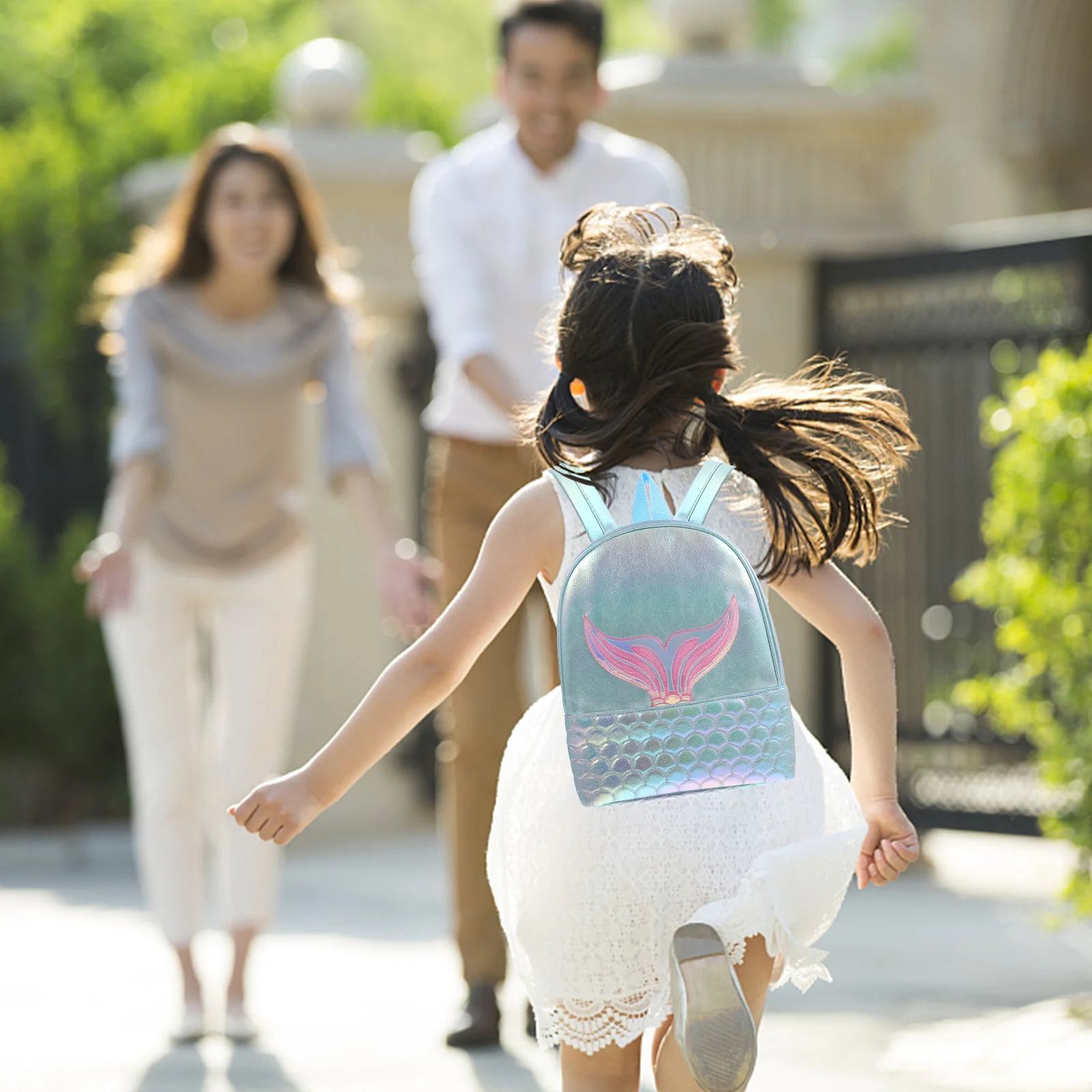حقيبة ظهر مدرسية بحورية البحر بالليزر بسعة كبيرة وحزام كتف قابل للتعديل للسفر والمشي لمسافات طويلة في الهواء الطلق للفتيات المراهقات