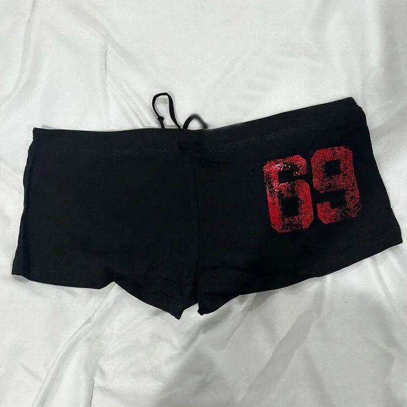 Korean Aesthetic Drawstring Letter Printed Shorts Street Clothing Harajuku Y2K Spice Girls Sweet Cool Girls Casual Hot Pants