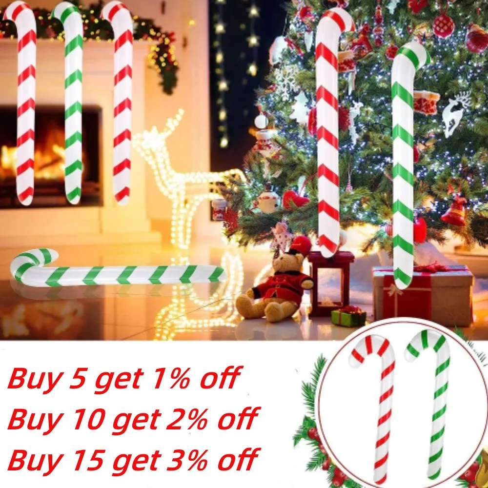 90cm Inflatable Christmas Candy Cane Stick Xmas Tree Ornaments Balloons for Home Xmas Decoration Supplies 2024 Navidad New Year