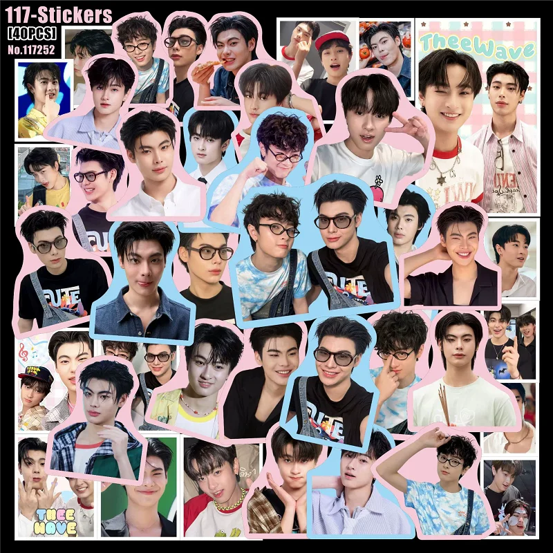 40PCS Thai BL Actor CP Stickers TeeTeePor PavelPooh TheeWave Waterproof Vinyl Decals Decor Accessories for Notebook Laptop Fans