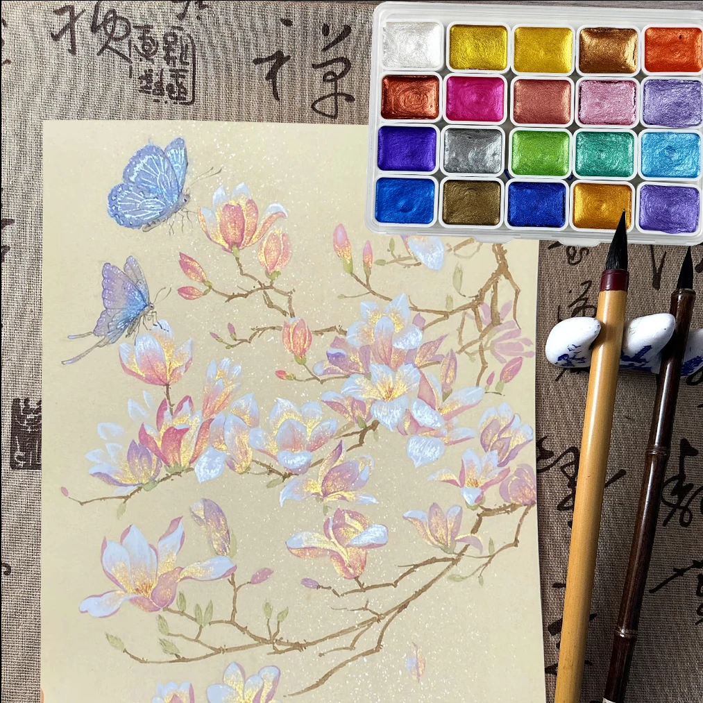 6-72 Farben Perlen-Aquarellpigment, feste Verpackung für traditionelle chinesische Malerei, Tanka-Kalligraphie, Farbmalerei – Detail 4