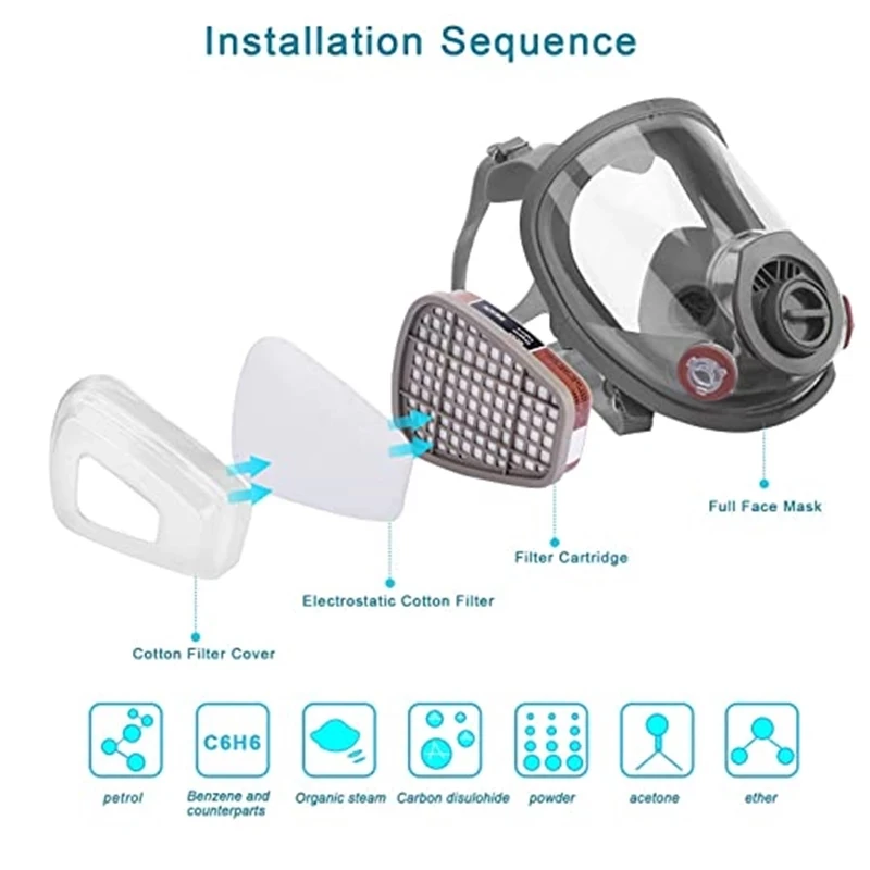 3 interface 6800 mask combination 6001/SJL filter With 5N11 filter cotton / 501 filter box Respirator gas mask