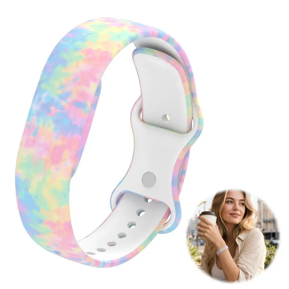 New Printed Silicone Watch Strap for Google Fitbit Air Unisex Adjustable Outdoor Stroll Long‑Time Wearing for Google Fitbit Air