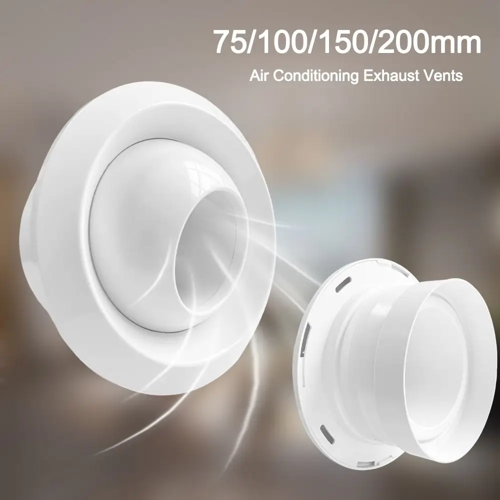 ABS Air Conditioning Exhaust Vents Round Adjustable Circular Jet Vents 75/100/150/200mm Air System Outlet Valve