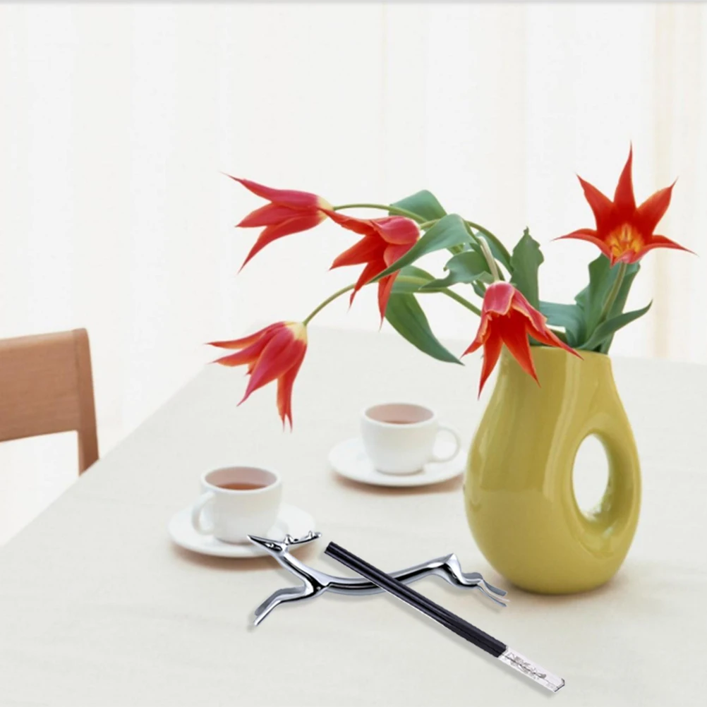 

Zinc Alloy Chopstick Stand Deer Shaped Holder 1 Pc Pearlescent Rest Tableware Fork Spoon Set Home Birthday Wedding Party