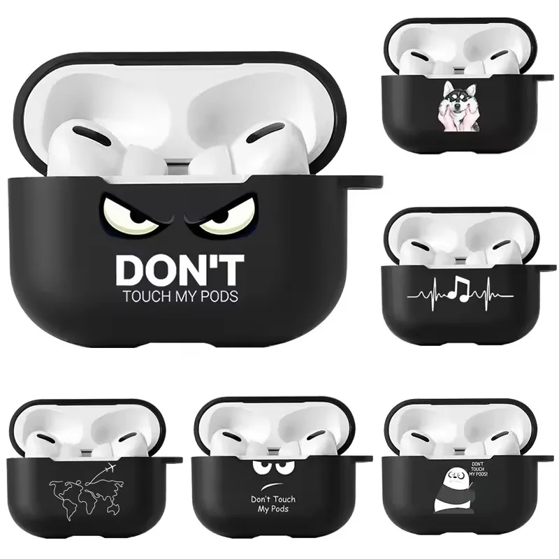 

Case For Apple Airpods 4 1 2 3 Cases Slogan Simple Text Dont Touch For Airpods Pro2 Silicon Black Earphone Cover Capa Bag Box