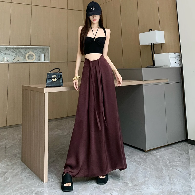 Half length skirt for women in summer, high waisted, slimming and drooping A-line skirt, large hem skirt