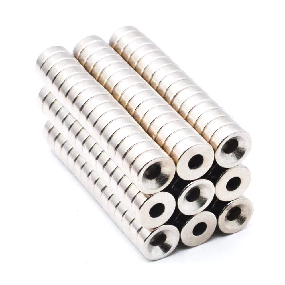 

50Pcs 6x3 8x3 10x3 12x3 18x3 Hole 3mm N35 NdFeB Countersunk Round Magnet Super Powerful Strong Permanent Magnetic imane Disc