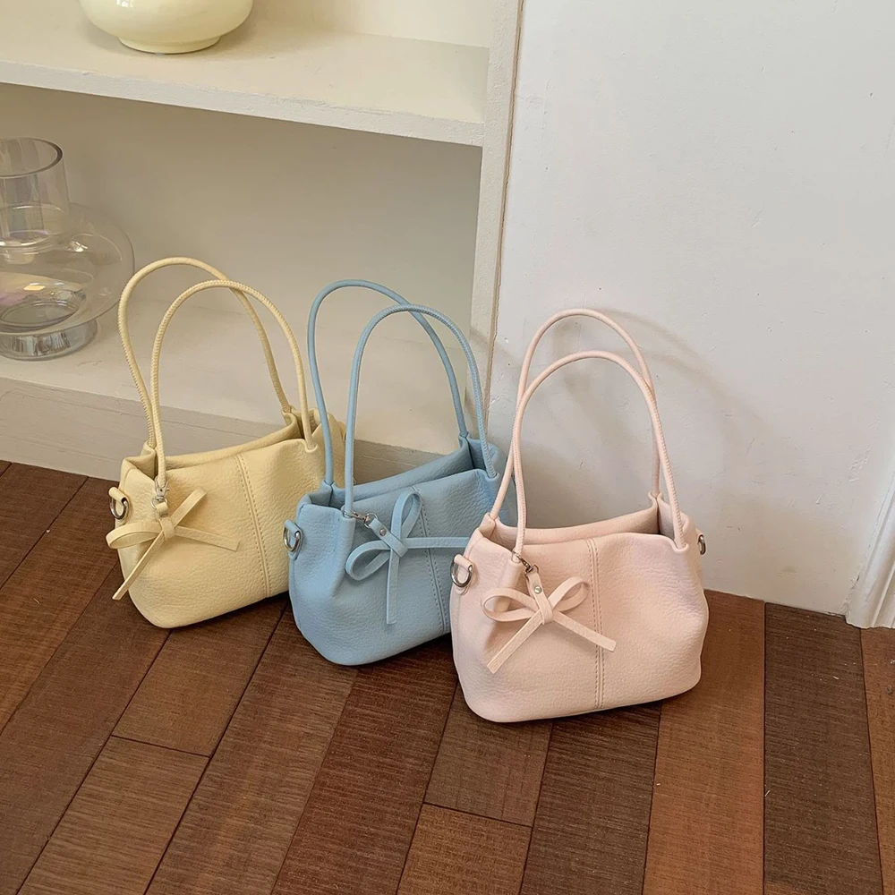 Korean Style Ins Square Shoulder Bag Women's High Grade PU Leather Solid Color Buckle Armpit Bags Daily Versatile Crossbody Bags