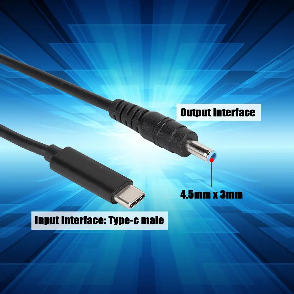 19V 65W USB to DC Power Cable with Induction Chip, 4.5mm x 3.0mm Plug for Type-C Devices