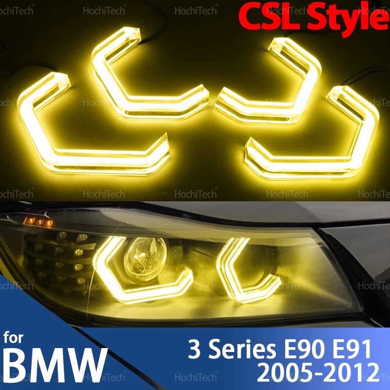 

Для BMW 3 серии E90 E91 2005-2012 Модернизированный DTM M4 Стиль Лимонно-желтый Белый Кристалл Фара CSL Стиль Дневной Свет Ангельские Глазки Комплект