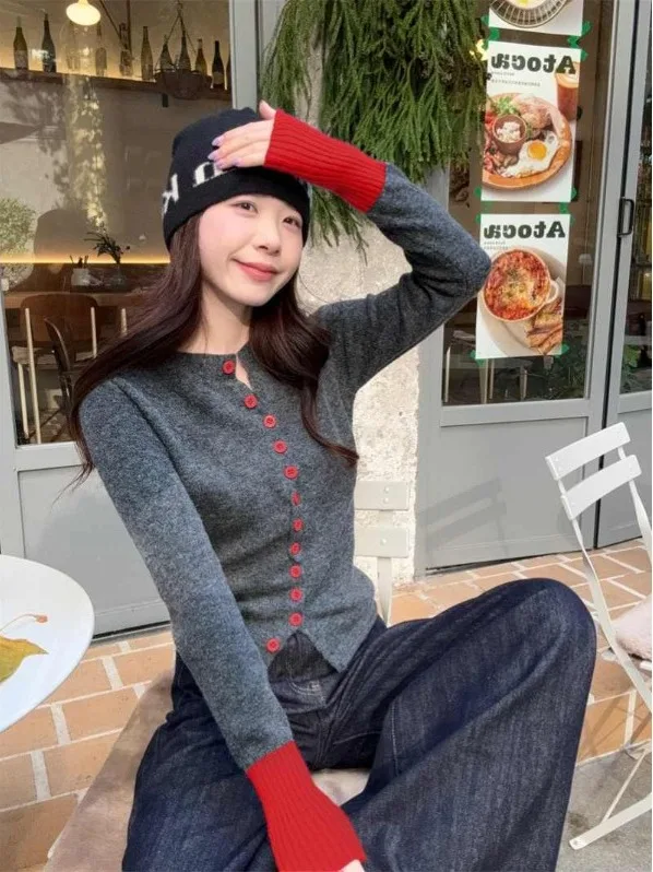 여성용 슬림핏 롱 니트 가디건 라운드 넥 디자인 센세이션 컬러 콜리온 초가을 이너웨어 부드럽고 편안한...