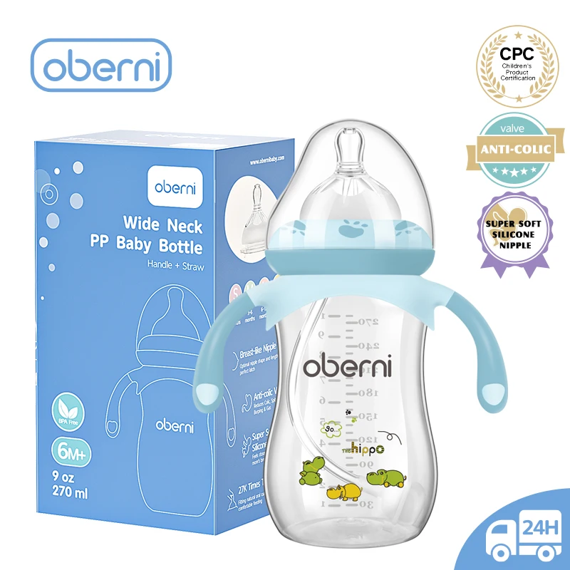 Oberni Manufacturers pp Anti Colic wholesale and retail bpa wide neck newborn baby bottle gift