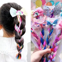 Girls Wigs Unicorn Twist Braids Hair Rope Headdress Children Gifts Princess Kids Elastic Band Rubber Band Headdress Headband