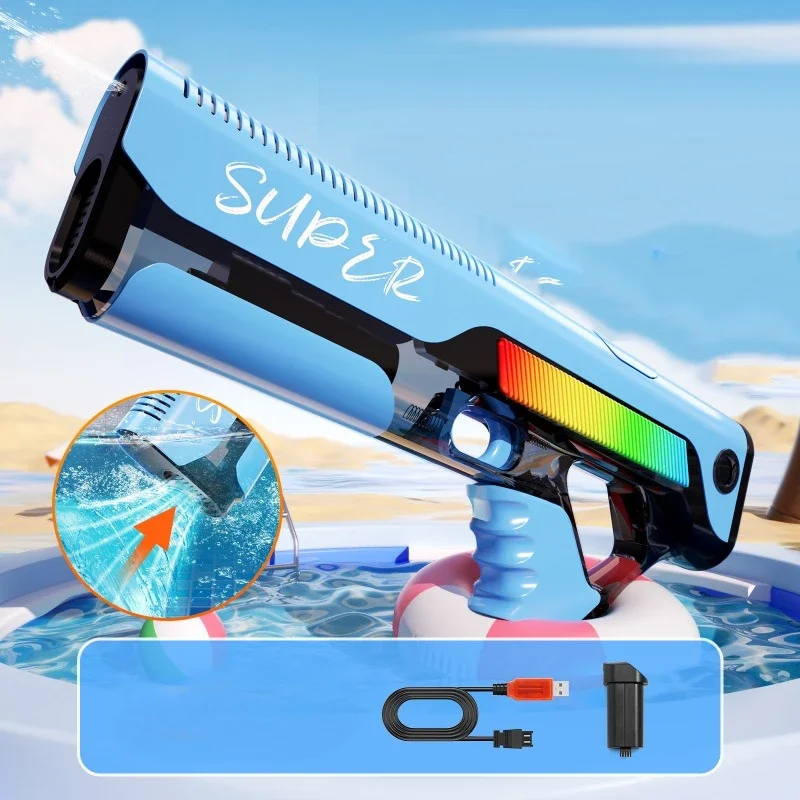 Full Electric Automatic Water Storage Gun Toys Portable Children Summer Beach Outdoor Fight Fantasy Toys for Boys Kids Game