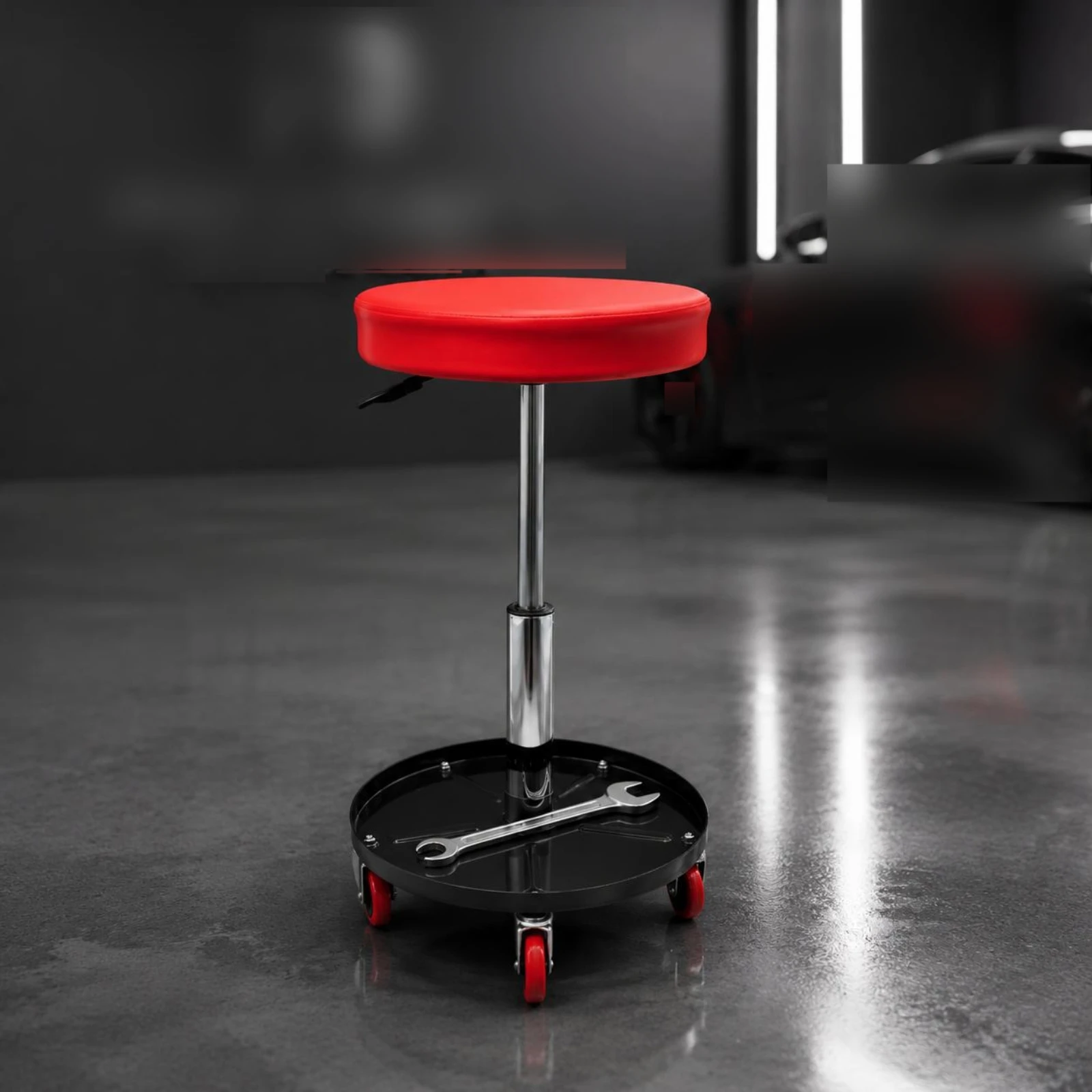 

Rolling Mechanic Stool Metal Post Adjustable Mechanic Stool Garage Equipment for Mechanics