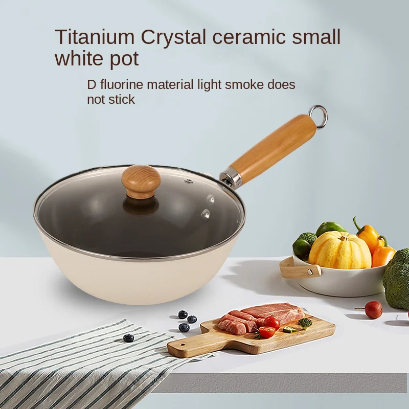 

Titanium Crystal Ceramic Iron Pot, Household Non Stick Pan, Frying Pan, Lightweight Snow Flat Pan, Complementary Food Cookware