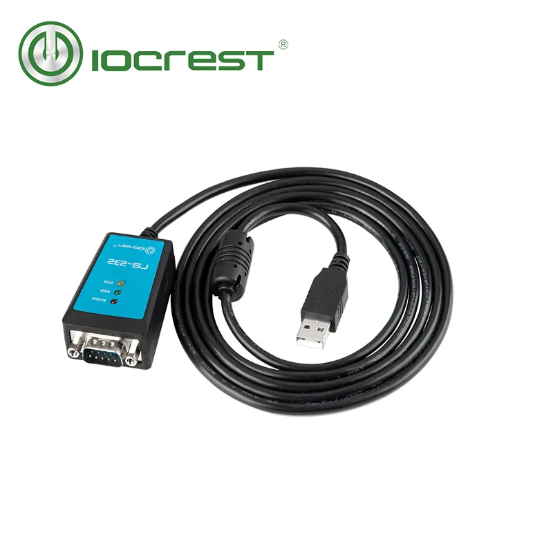 IOCREST USB 2.0 to DB9 RS232 com port Serial Cable Converter with Magnetic Ring Led Light for industral