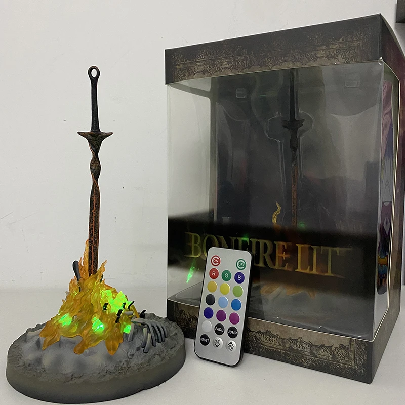 Dark Souls Bonfire Led Light Black Faraam Knight Action Figure Model Toys Bookshelf Ornament Christmas Gift For Children