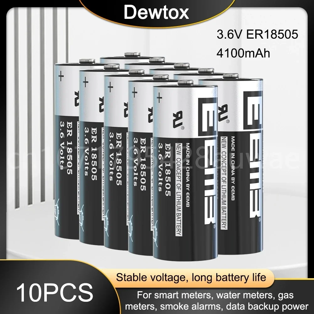 

10PCS 3.6V 4100mAh ER18505 18505M ER 18505 Li-Ion Lithium Replacement Battery for PLC CNC Machine Tools Gas Meter Alarm Clocks