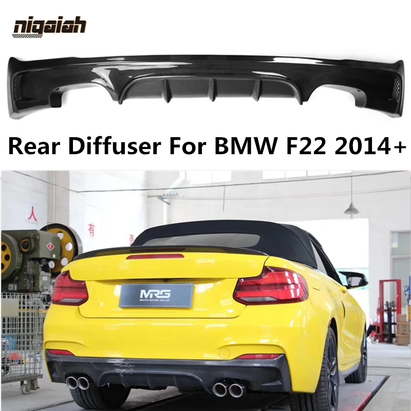 Car Styling F22 Double Side Rear Bumper Lip Spoiler For BMW 2 Series F22 Sedan MP Style Rear Diffuser 2014- UP