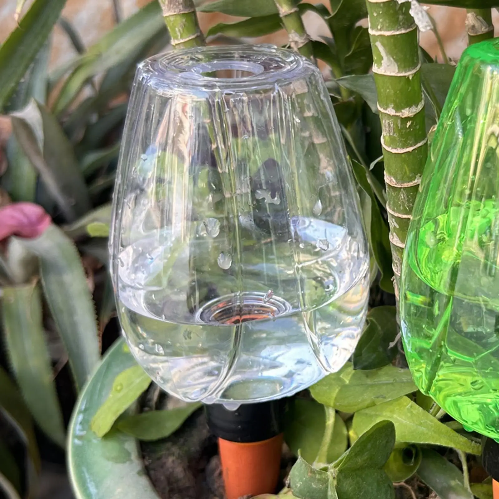 Plant Watering Globes 350ml Self Watering System Rose Shape Slow Release Automatic Irrigation Spike Vacation Plant Feeder