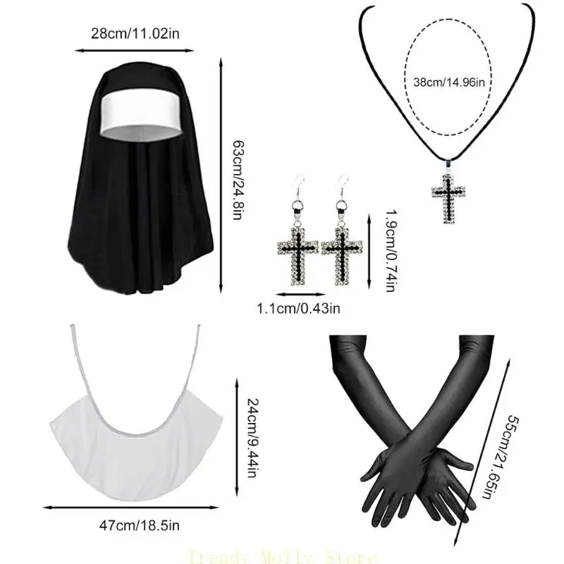 N5KB女性NUNコスプレ衣装ヘッドピースクロッシングペンダントネックレスカラーストッキング