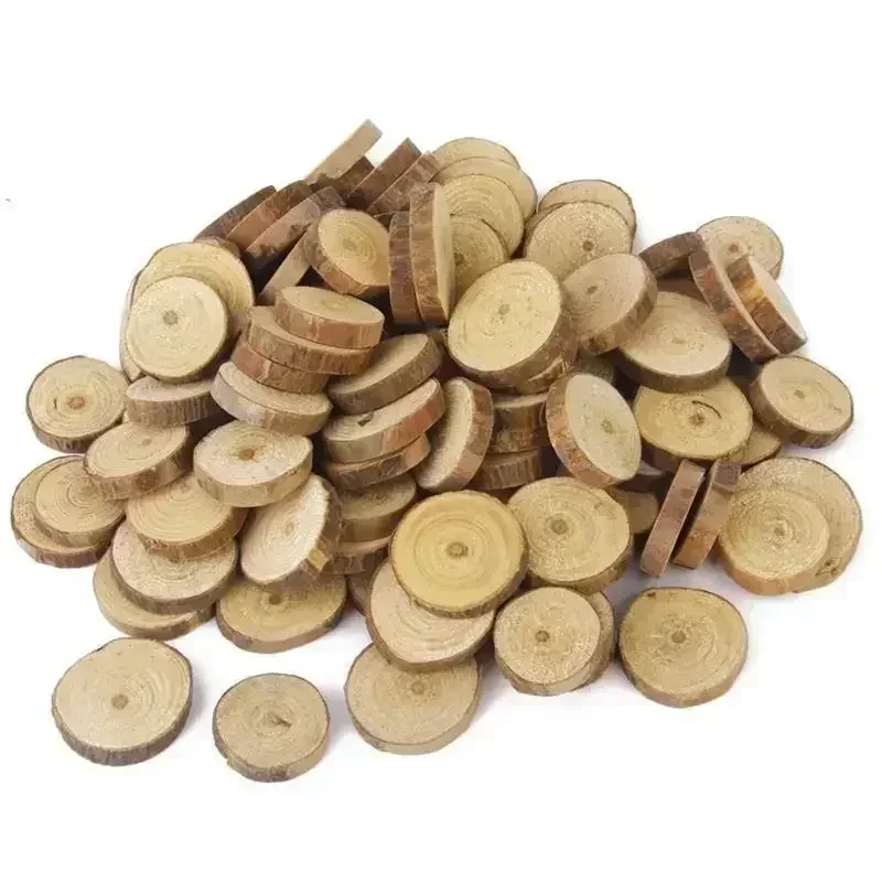 60Pcs 3CM Round Rustic Woods Slices Unfinished Wood, Great for Weddings Centerpieces, Crafts, Decoration