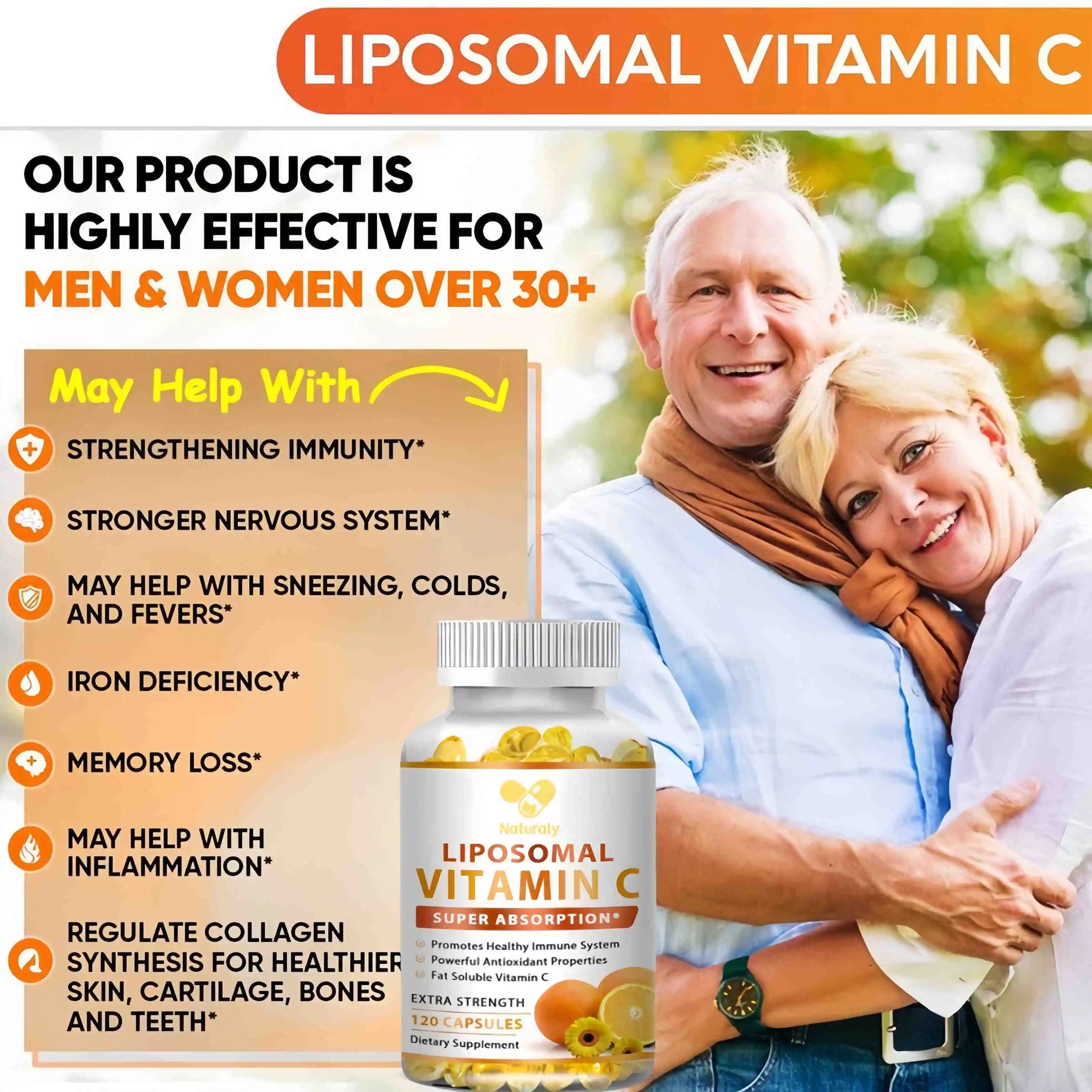 Vitamin C with Zinc 30 60/120 Capsules Serving | Vitamin Dietery Supplement | Non-GMO & Gluten Free Vegan