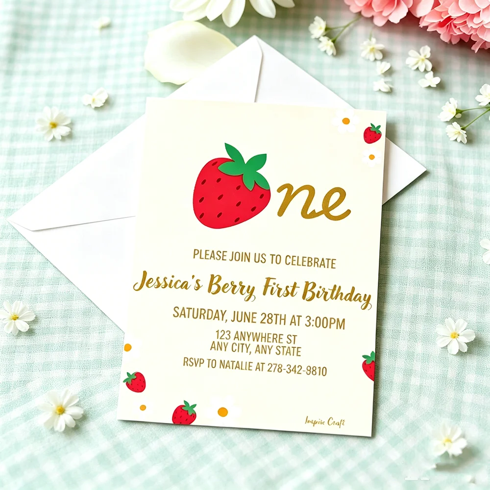 40Sets Personalized Print 1st Birthday Invitation,Watercolor Wedding Invitations,Print Your Crest and Monogram Inviation 1mm
