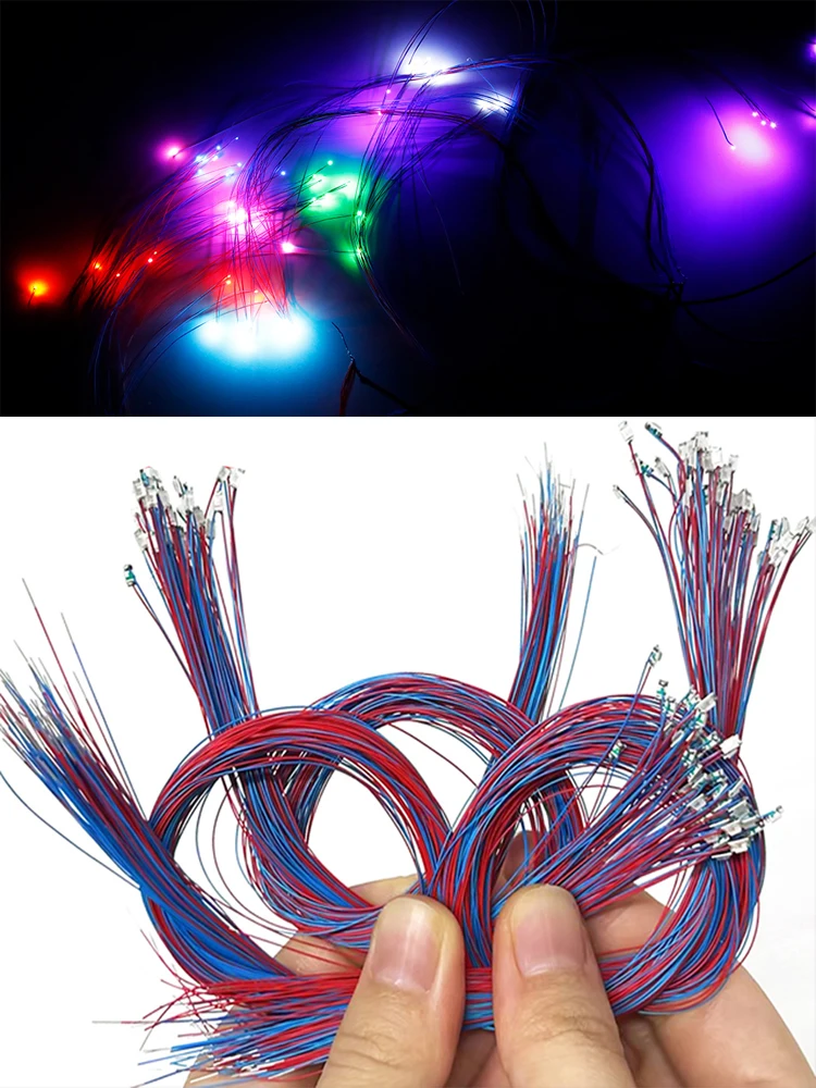 10 pièces/sac 0805 1206 SMD lampe filaire Micro Litz Led puce pré-soudée filaire 3V modèle ferroviaire jouet lumière bricolage fils 30cm