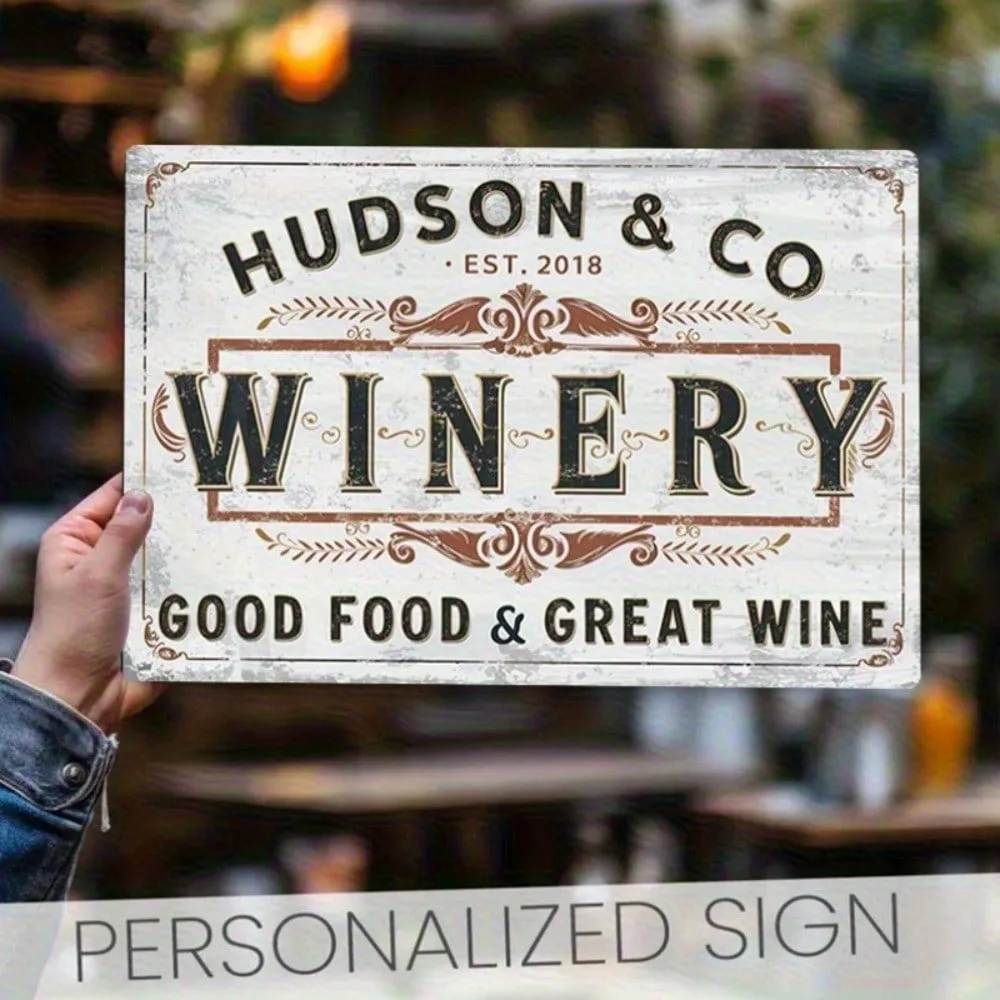 Placa metálica vintage de bodega, letrero rústico de aluminio, buen comida, buen vino, para decoración de bar en casa o man cave, 8 pulgadas