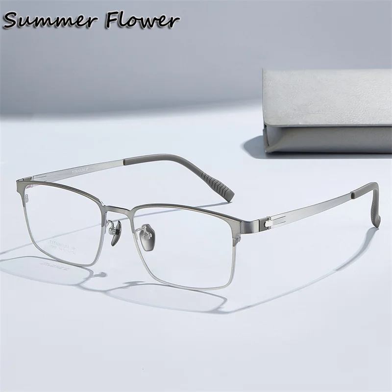 

145 mm Ultra Thin Pure Titanium Frame Flexible Glasses Men Optical Prescription Eyewear High End Screwless Designer Gafas 54 mm
