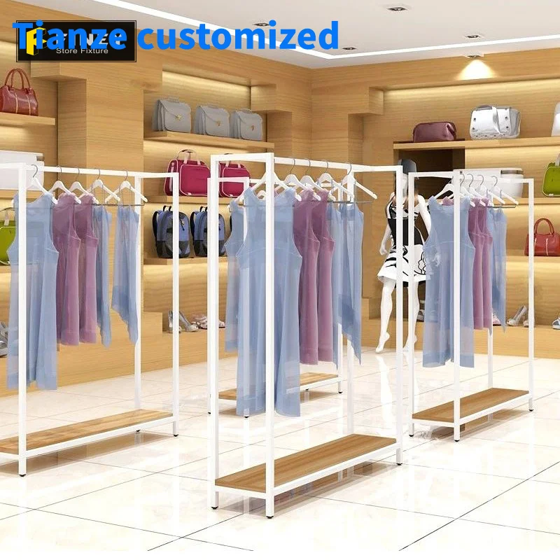 

（customized）Boutique Wood Metal Retail Shop Garment Rack Factory Price Clothing Display Table Wall Display Stands Clothes