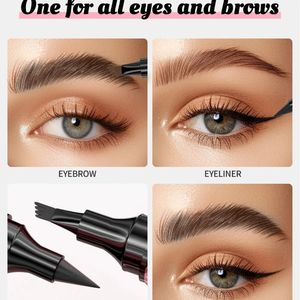 4 Fork Eyebrow Eyeliner Pencil Waterproof Liquid Wild Eyebrow Tattoo Pen Long Lasting Professional Korean Makeup Cosmetics