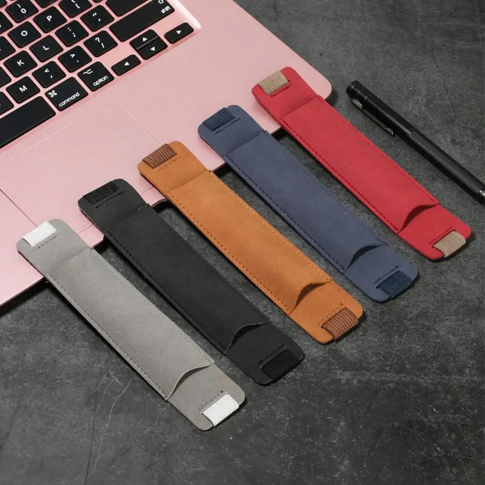 Lápis de couro Vintage PU Livro Notebook Rubber Band Pen Clip Portátil Escritório Reunião Laptop Pen Holder
