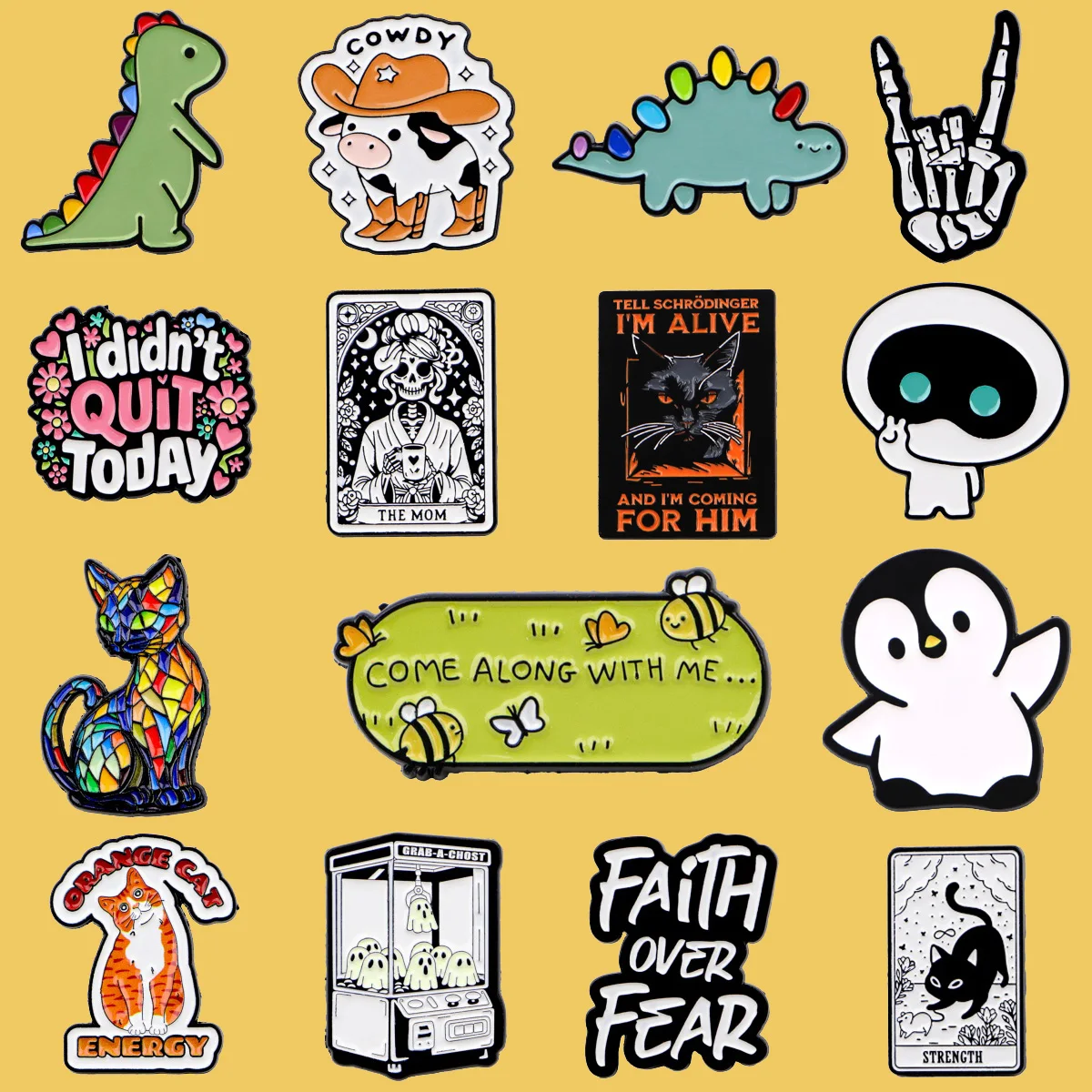 Funny Cat Enamel Pin Skeleton Brooches For Women Men Lapel Pin Cartoon Cat Badges Music Lover Gifts Clothing Accessories
