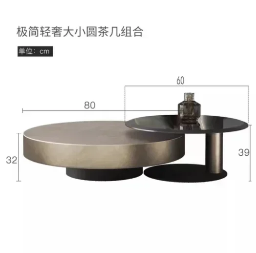 Round Stainless Steel Coffee Table Tempered Glass Rock Plate Side  Light Luxury Simple Modern Living Room Furniture New