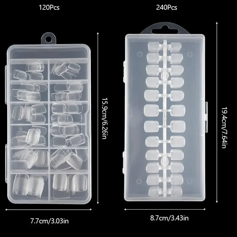 120/240 قطعة شبه ماتي قصيرة مربع أظافر صناعية نصائح لا تلميع لينة هلام الإصبع غطاء كامل أظافر صناعية وهمية تمديد #5