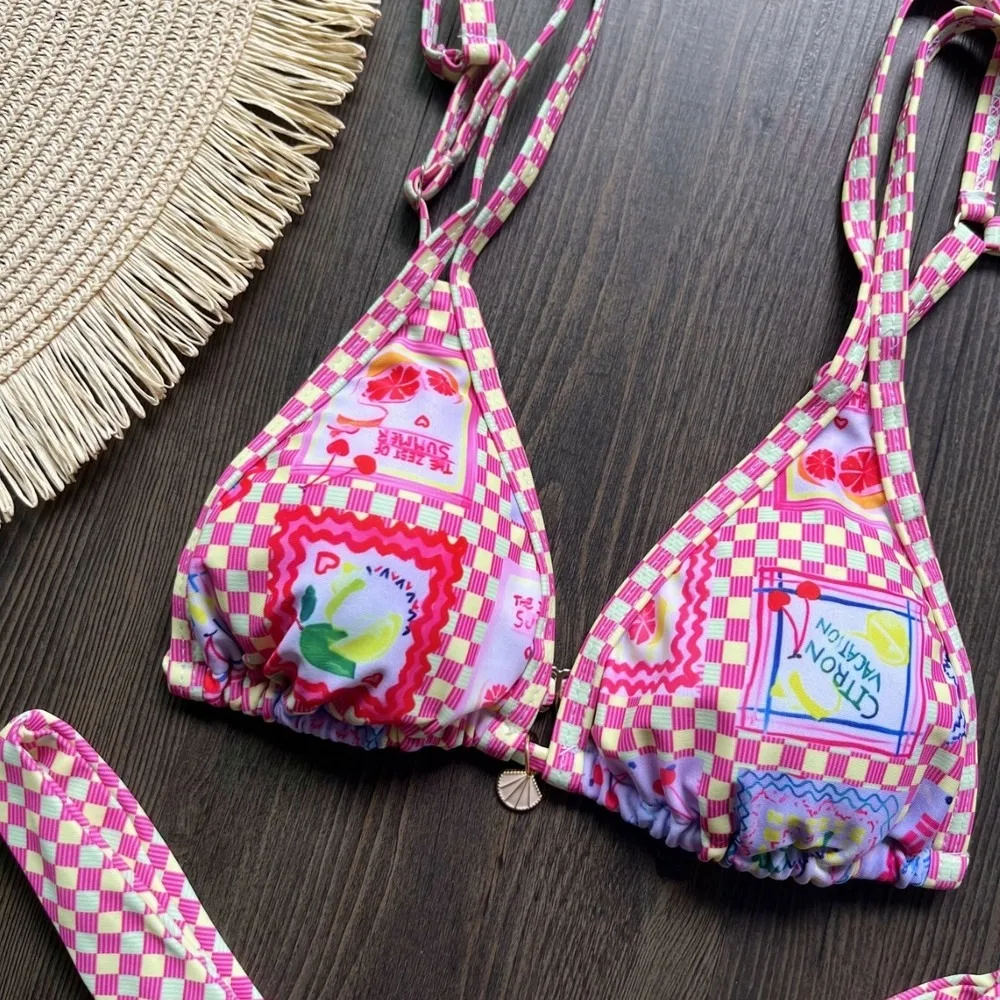 Sexy Floral Print Bikini Set Backless Two Piece Swimsuit Beachwear Women Summer Vacation Swimwear Bikini Set Women's Swimsuit Be