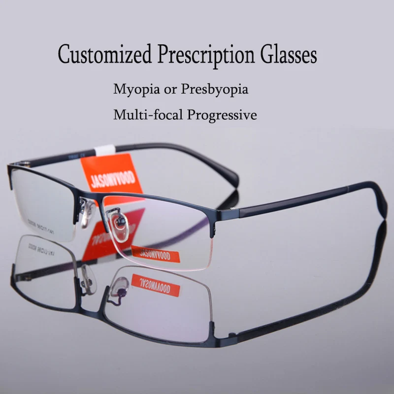 Customize Prescription Glasses Men Multi-Focal Progressive Photochromic Anti-Blue Light Myopia Hyperopia Eyeglasses