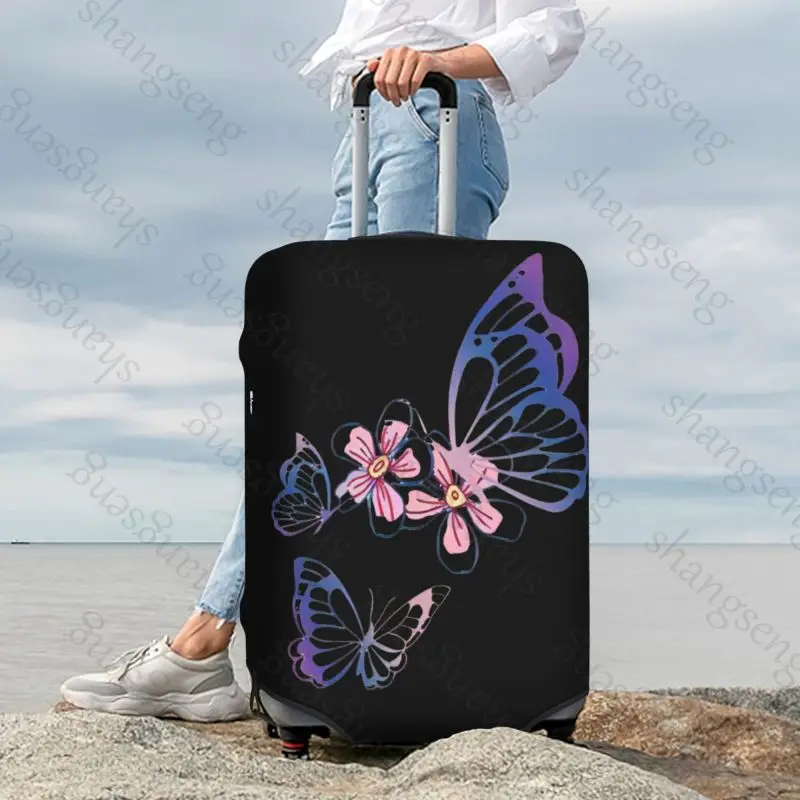 פרח ורוד פרפר מודפס ציור מטען מוכה מטען גמישות כיסוי אבק