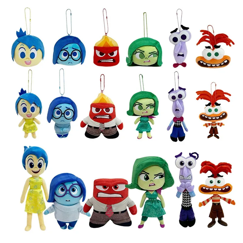 Original Herocross Disney Pixar Inside Out 2 Plush Anime Figures Brain Agent Team Cartoon Keychain Car KeyRing Pendant Plush