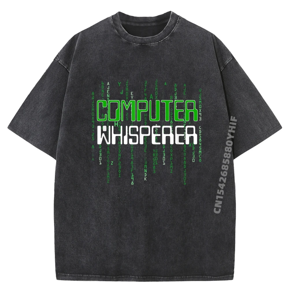 

Computer Whisperer Help Desk Technical Support Specialist Graphic T Shirts Oversized Washed T Shirt Vintage Style