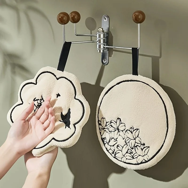 Bathroom Towel Embroidery and Printing Design Kitchen Towel Wall Hanging Handkerchief Fashion Soft Rotundity Absorb Water Towel