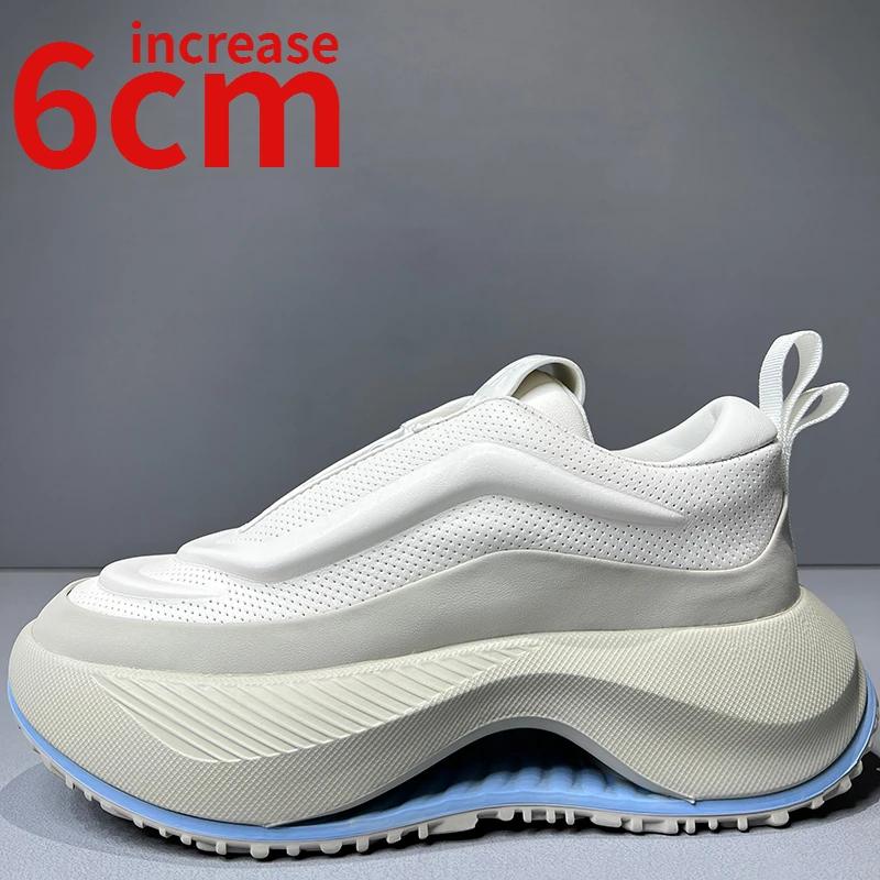 European/American Trendy Design Men Shoes Increasesd 6cm Genuine Leather Thick Soled Sports Shoes Men Comfortable Elevator Shoes